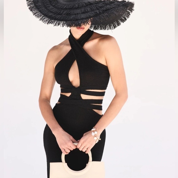 CULT GAIA Aziza Knit Cut Out Halter Dress NWT in Black - Picture 9 of 10